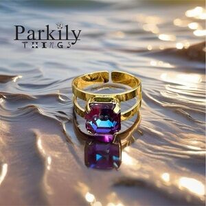 Handcrafted ring made with burgundy delite Swarovski crystal adjustable fit